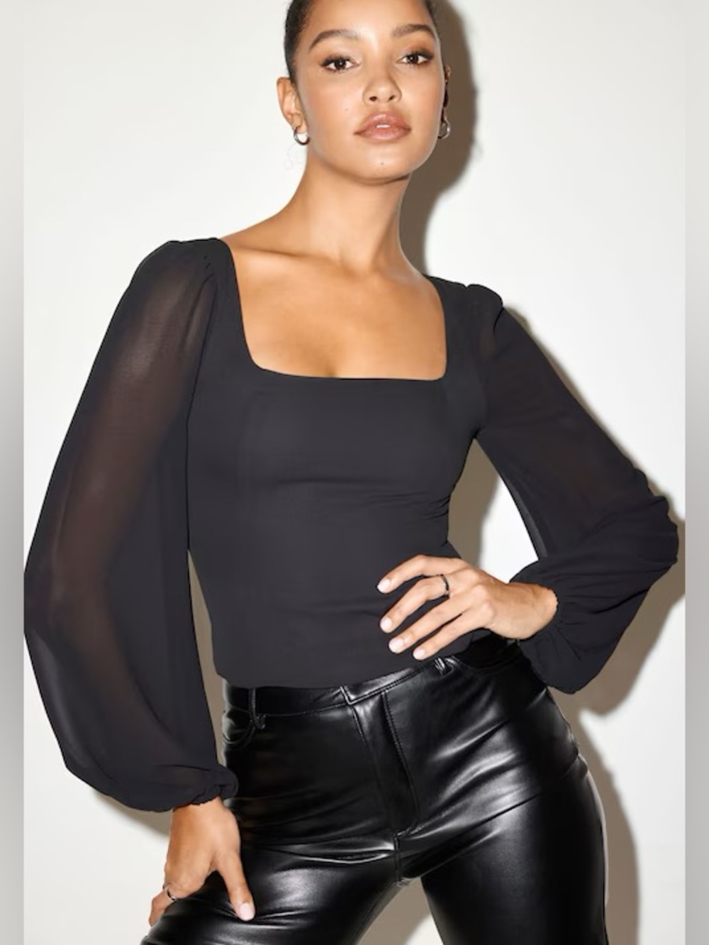 Dynamite square neck puff sleeve top size L